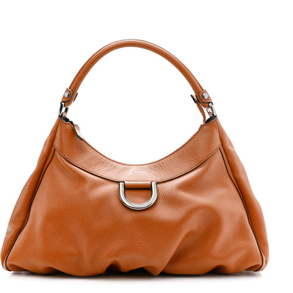 Gucci Calfskin Large D Gold Ring Hobo Brown 1 of 10