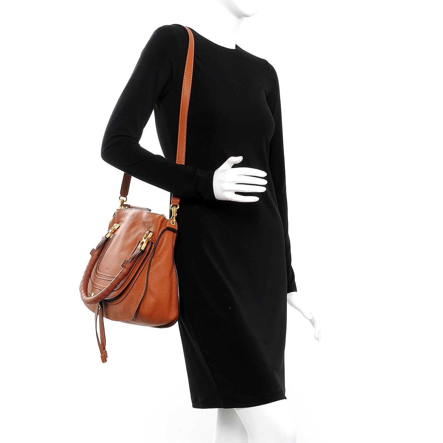 Chloe Calfskin Medium Marcie Satchel Tan 2 of 9