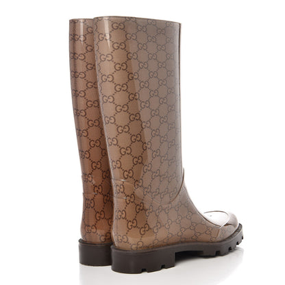 Gucci Rubber Monogram Edinburg Rain Boots 39 Transparent Cocoa 4 of 8