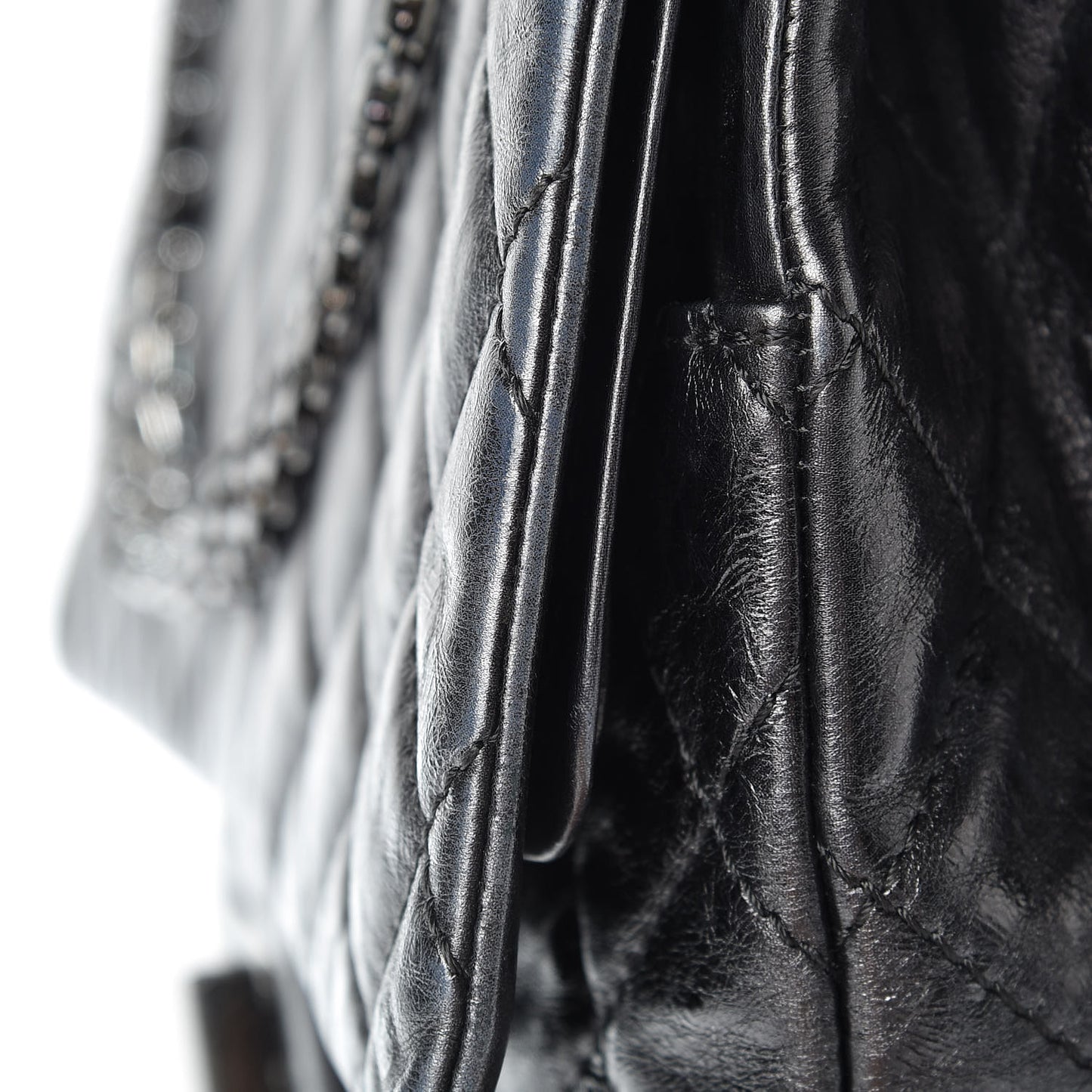 Metallic Aged Calfskin Quilted 2.55 Reissue 227 Flap So Black