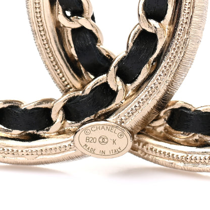 Chanel Lambskin Crystal CC Chain Brooch Black Gold 4 of 6