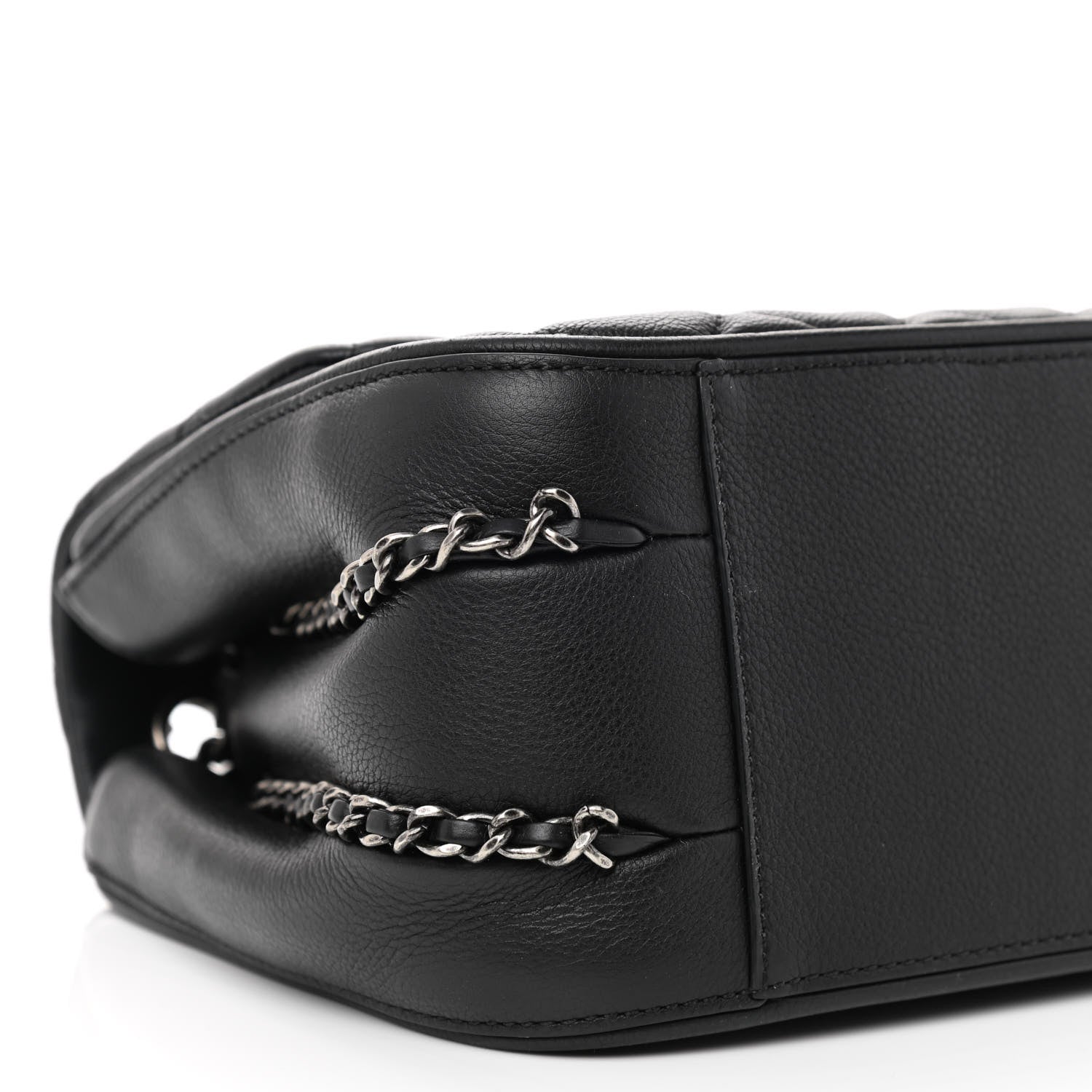 Chanel Calfskin Quilted Medium Frame in Chain Flap Black 8 of 10