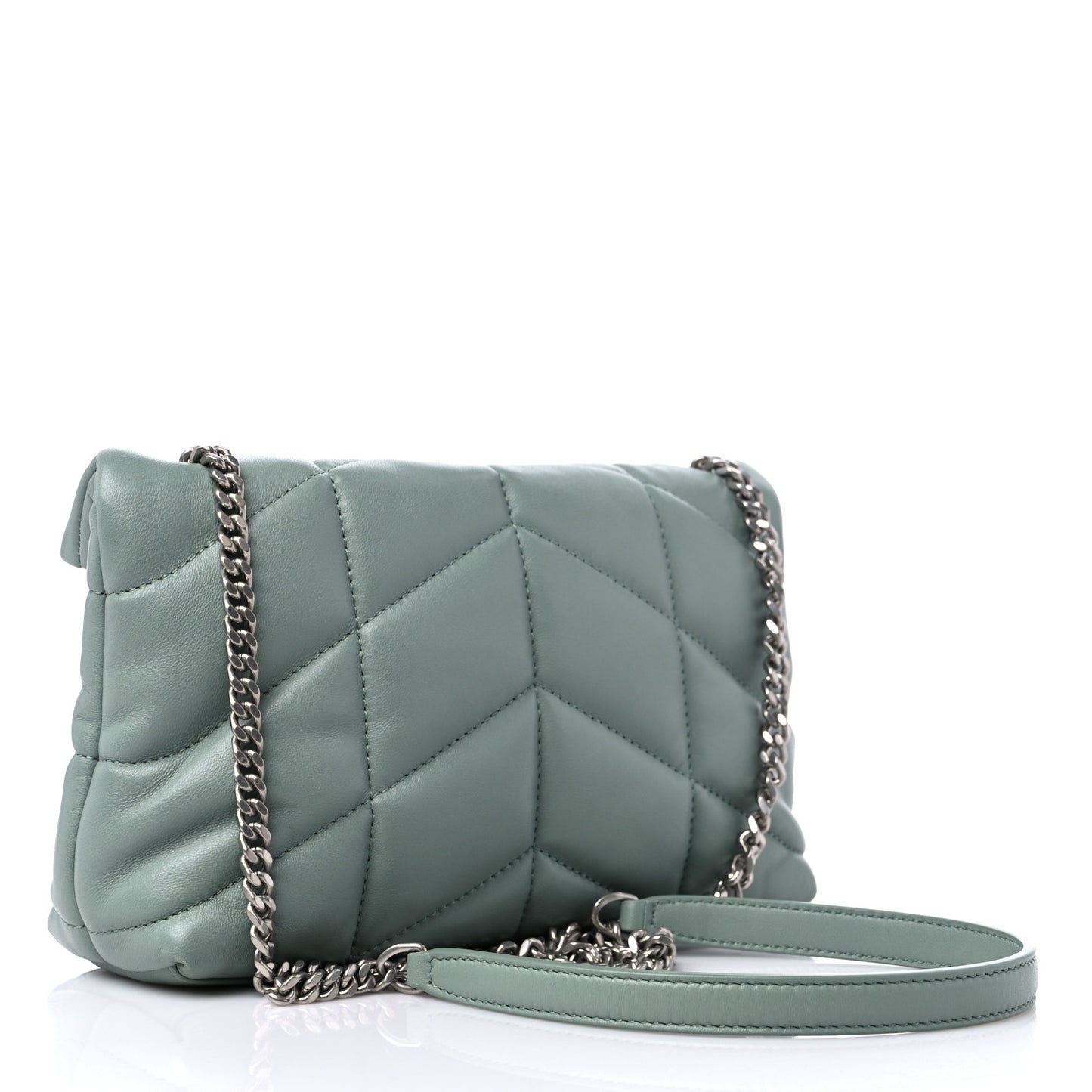 Lambskin Quilted Toy Loulou Puffer Monogram Chain Satchel Vert Opaline
