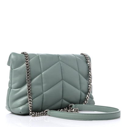 Saint Laurent Lambskin Quilted Toy Loulou Puffer Monogram Chain Satchel Vert Opaline 3 of 10