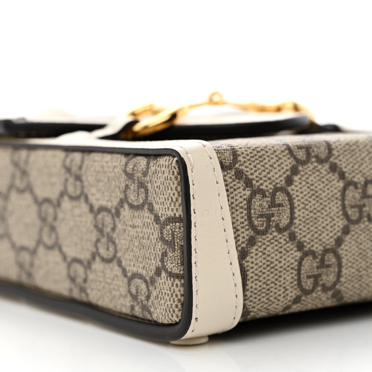 Gucci GG Supreme Monogram Azalea Calfskin Mini Horsebit 1955 Crossbody Bag Beige Ebony Mystic White 9 of 11