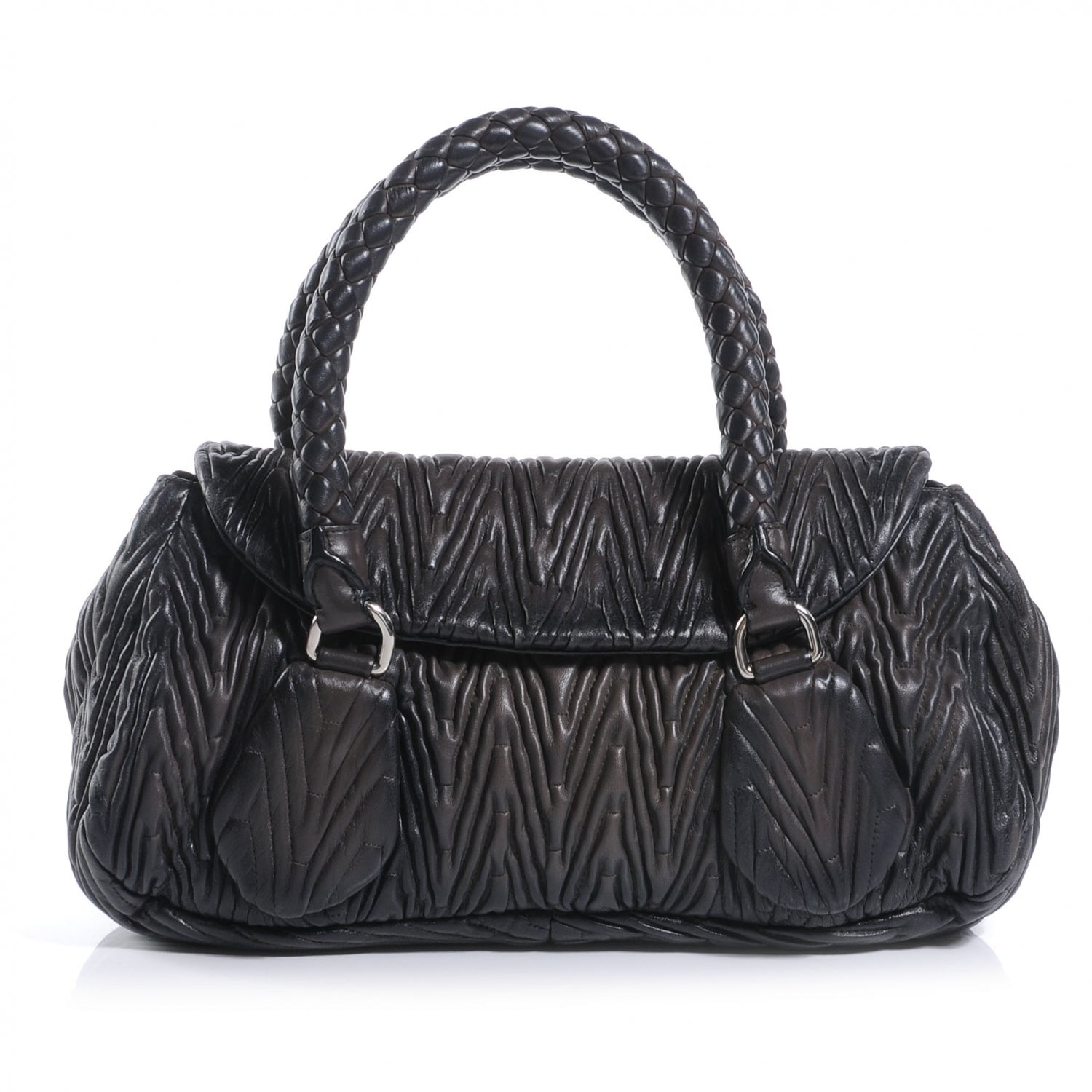 Prada Nappa Chevron Satchel Dark Brown 1 of 9