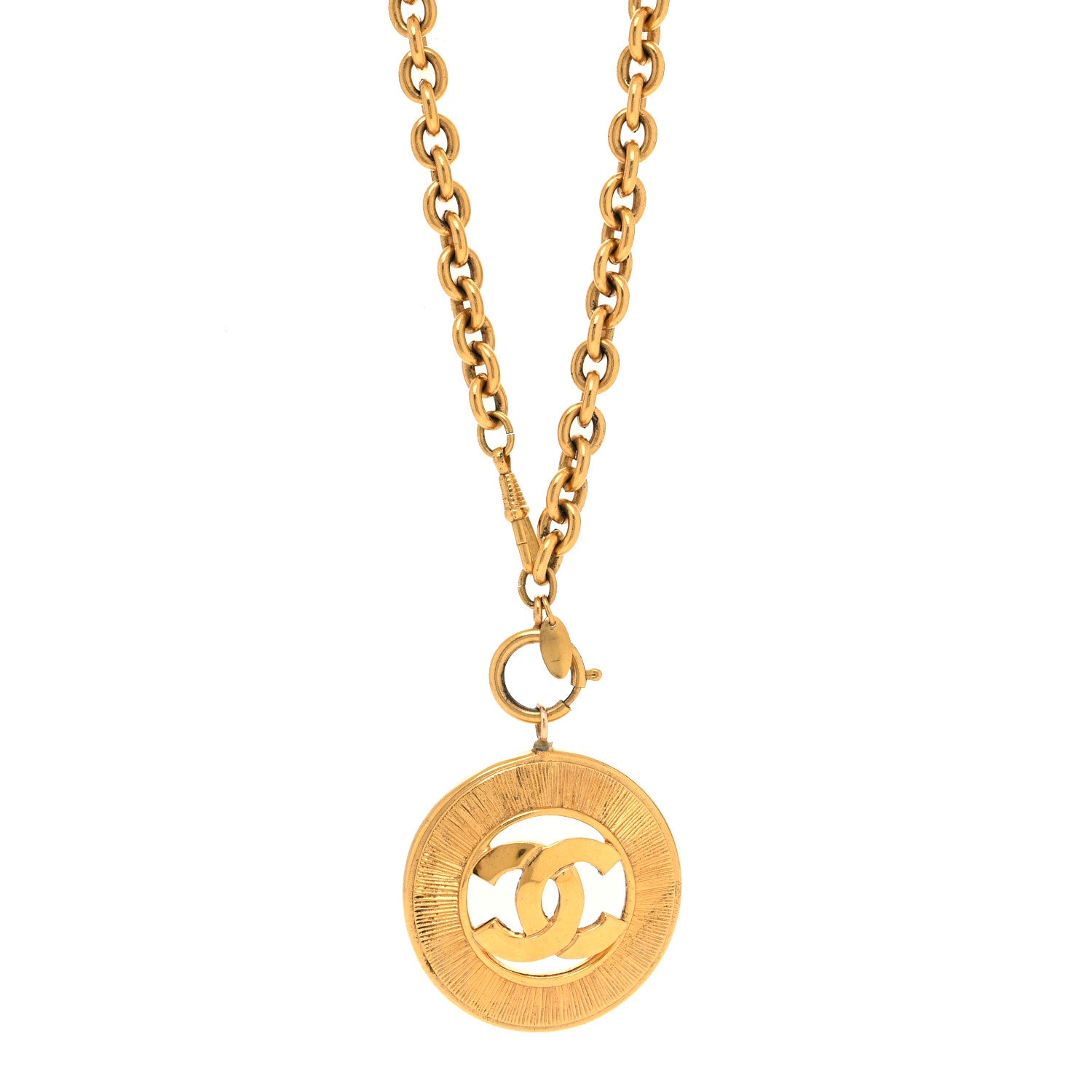 Chanel CC Medallion Long Chain Necklace Gold 1 of 5