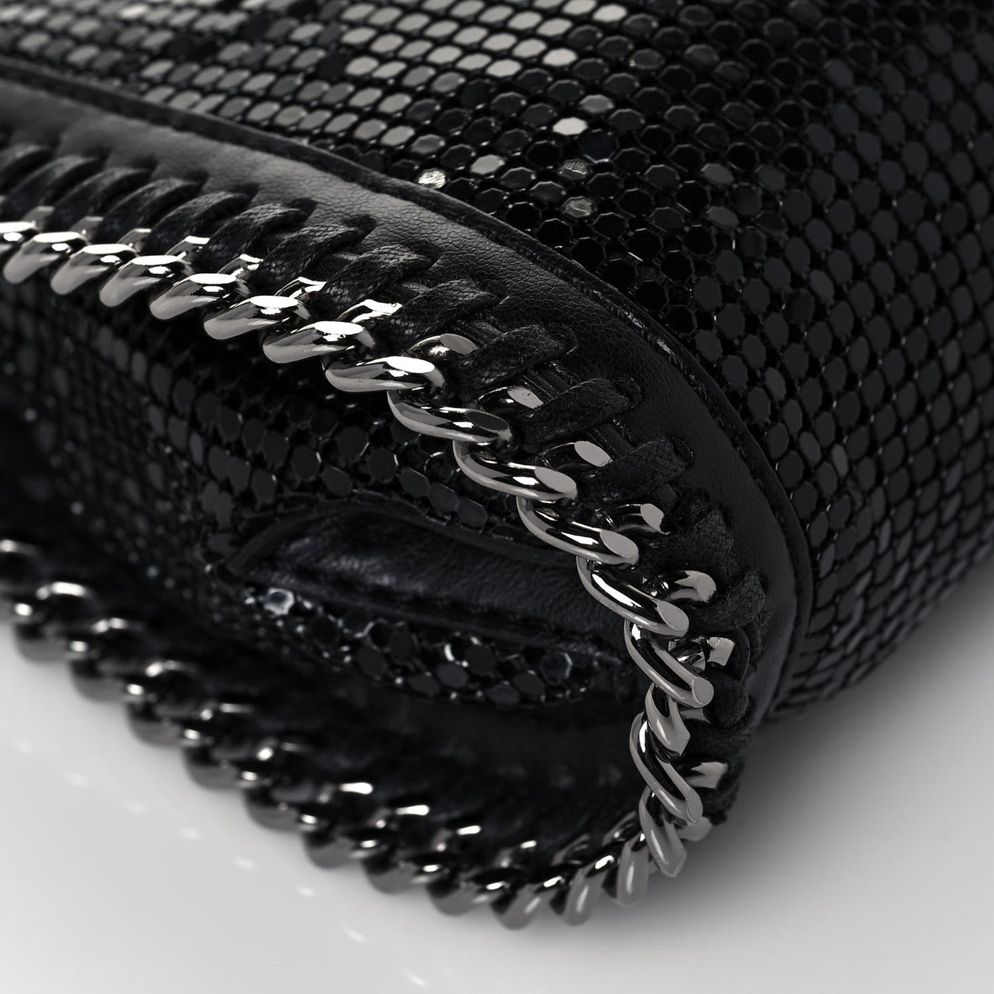 Crystal Stones Tiny Fold Over Falabella Black