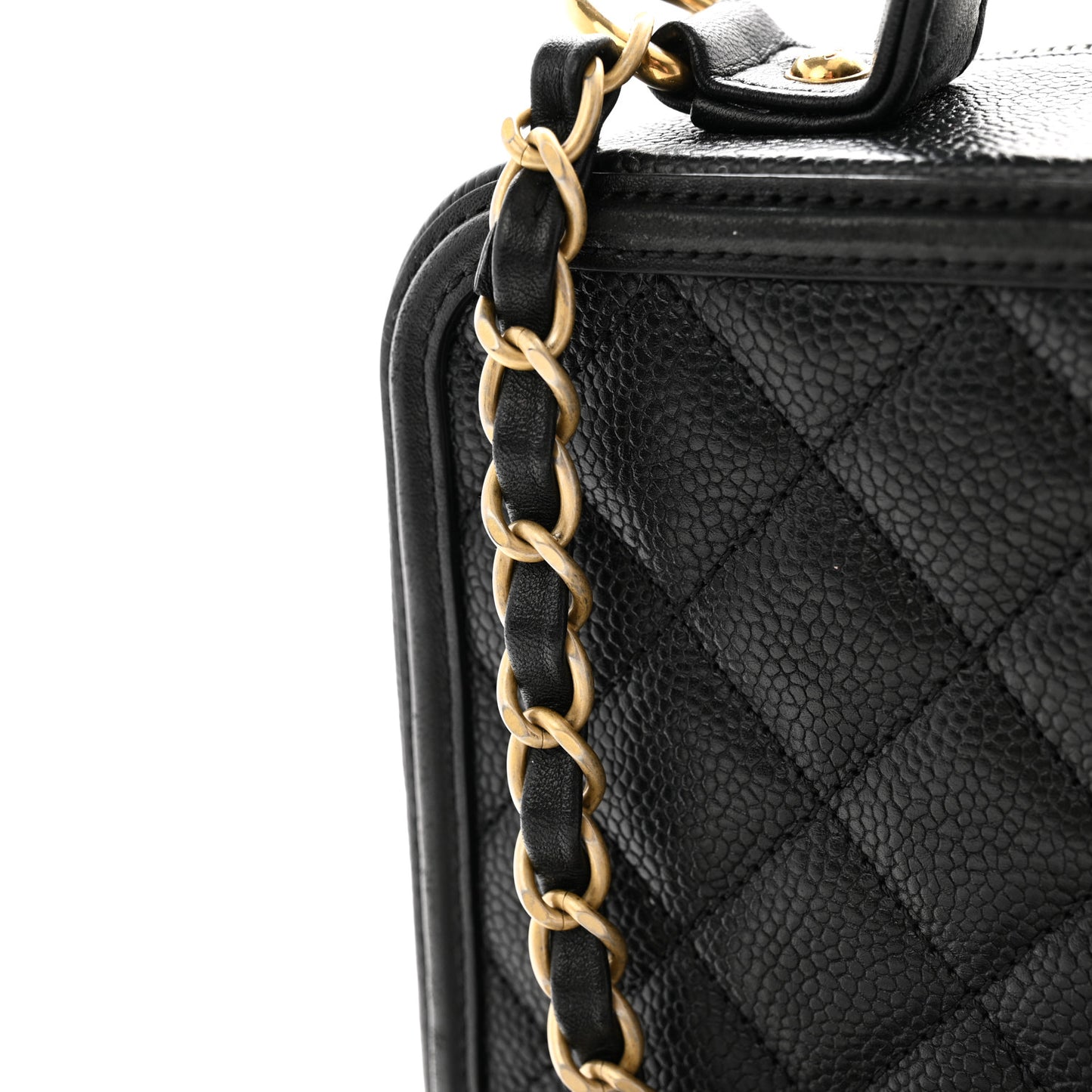 Caviar Quilted Medium CC Filigree Vanity Case Black