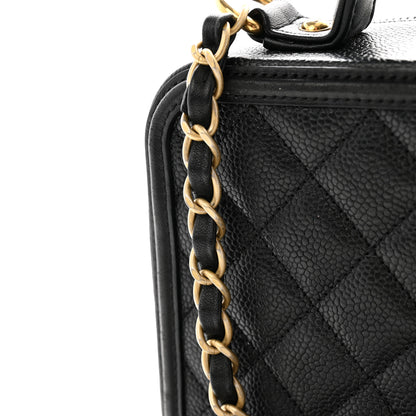 Chanel Caviar Quilted Medium CC Filigree Vanity Case Black 12 of 13