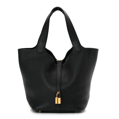 Hermes Taurillon Clemence Picotin Lock 22 MM Black 1 of 14