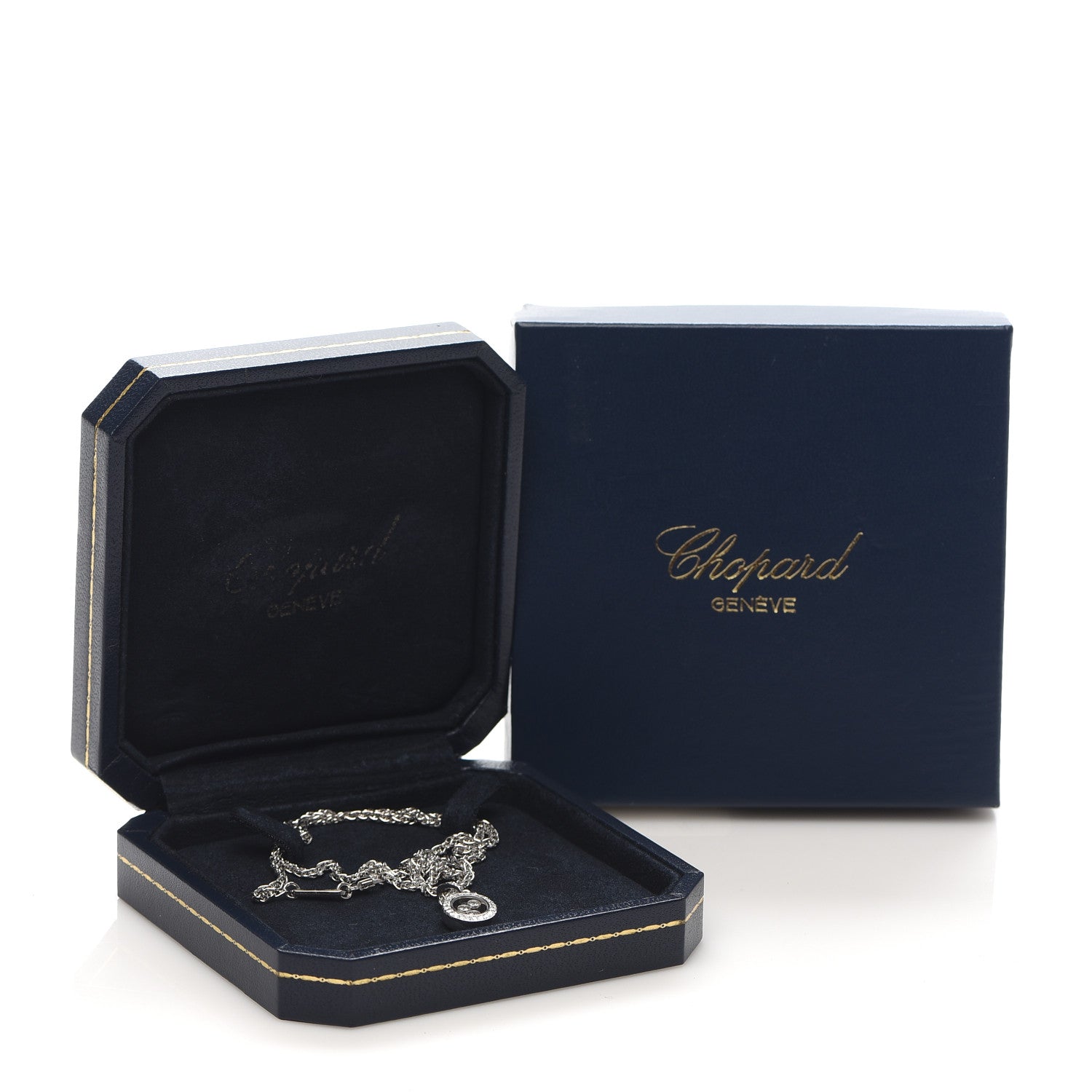 Chopard 18K White Gold Diamond Happy Diamonds Icons Oval Pendant Necklace 8 of 8