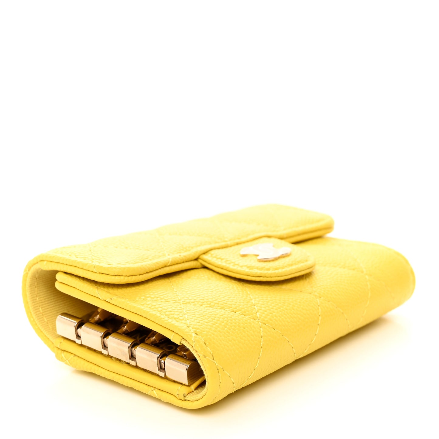 Caviar Quilted Classic 4 Key Holder Wallet Yellow