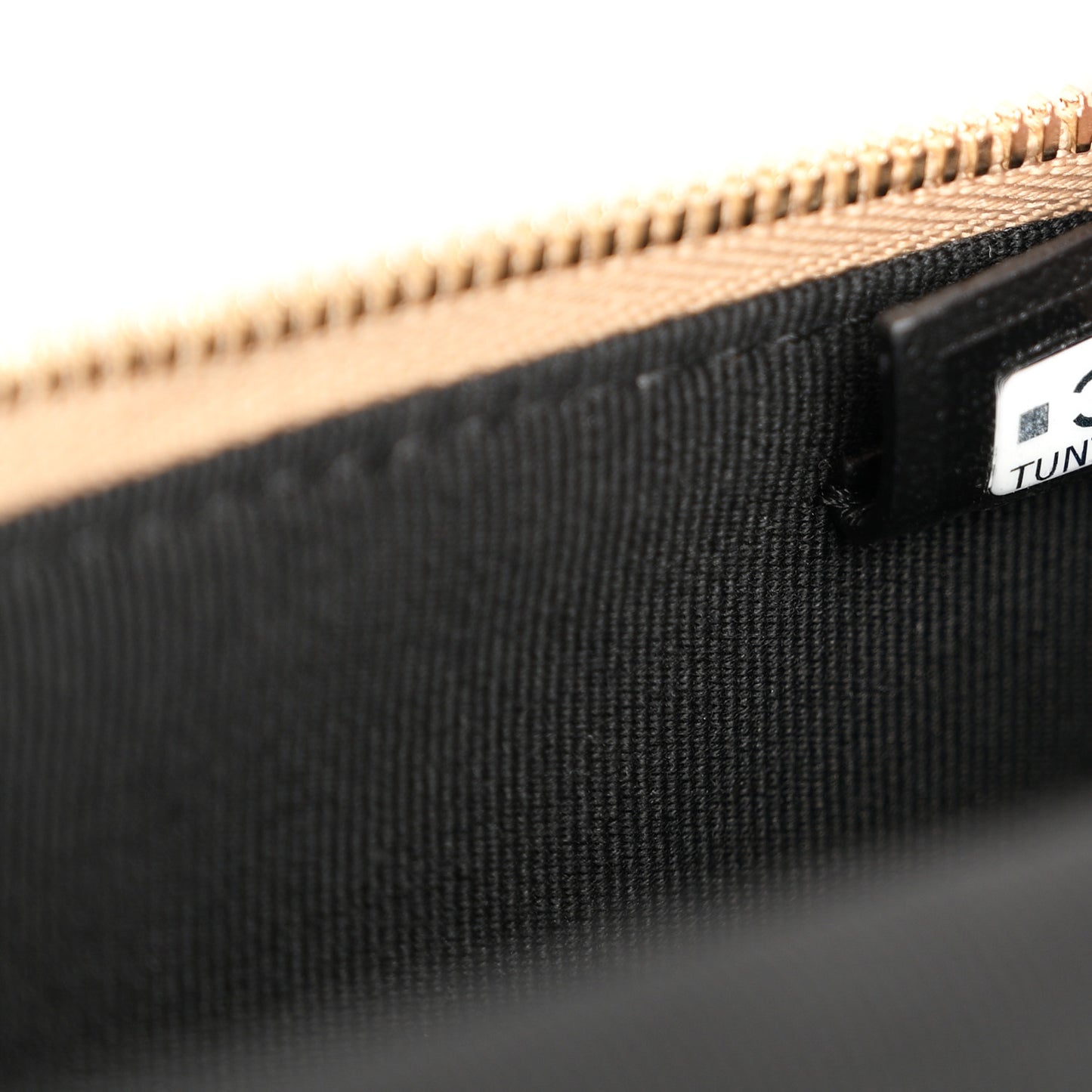 Suede Calfskin Shiny Lambskin Quilted Top Handle Slim Vanity Case With Chain Beige Black