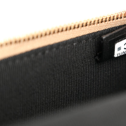 Chanel Suede Calfskin Shiny Lambskin Quilted Top Handle Slim Vanity Case With Chain Beige Black 7 of 11