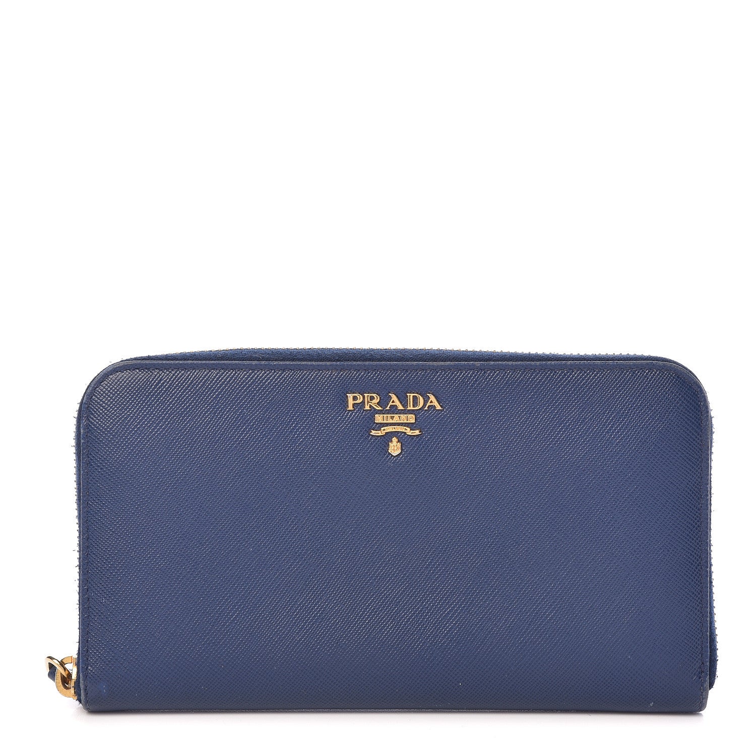 Prada Saffiano Metal Zip Around Wallet Baltico 1 of 15