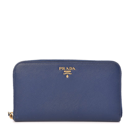 Prada Saffiano Metal Zip Around Wallet Baltico 1 of 15