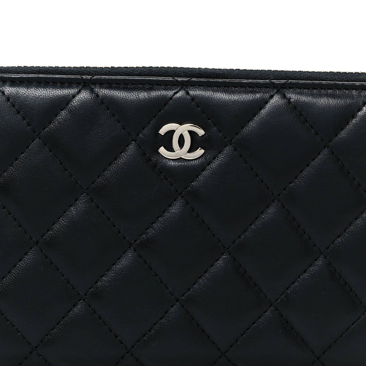 Chanel Lambskin Quilted Large Gusset Zip Around Wallet Black 18 of 18