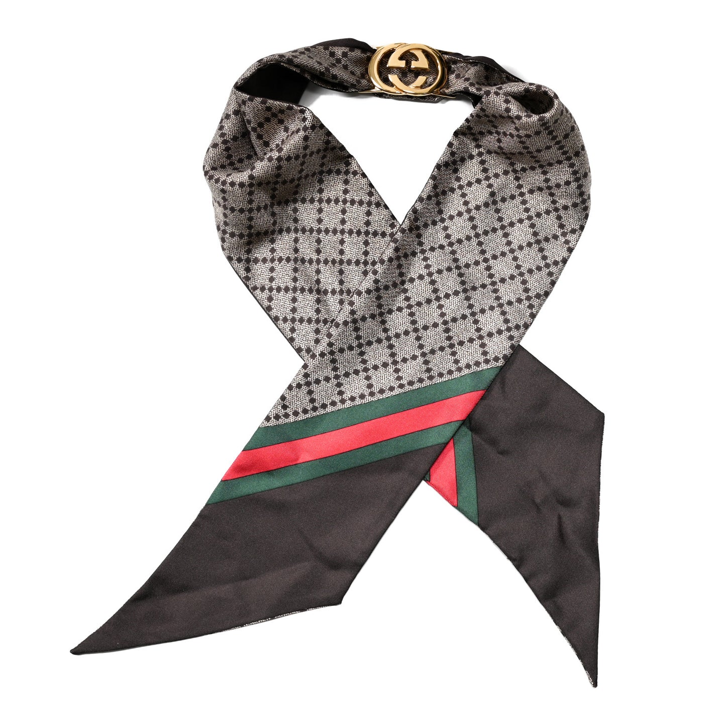 Silk Web Head Scarf Brown