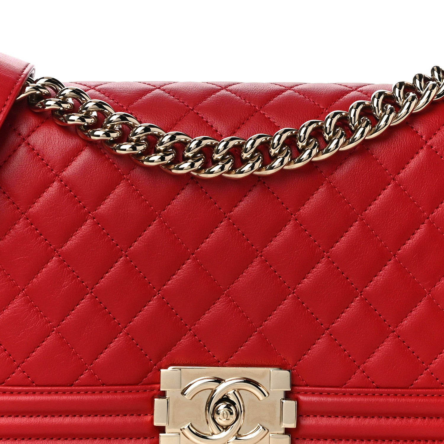 Chanel Lambskin Quilted Medium Boy Flap Red 12 of 13