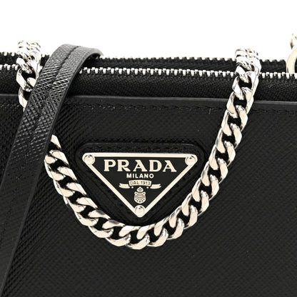 Prada Saffiano Mini Triangle Crossbody Pouch Black 8 of 10