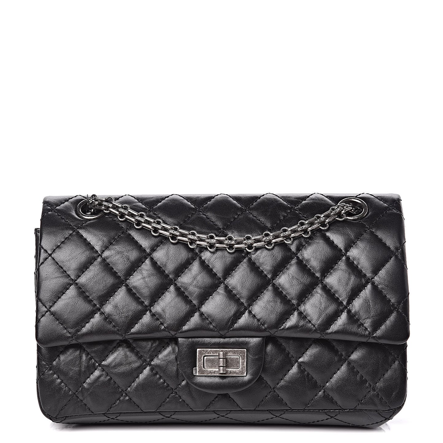 Aged Calfskin Quilted 2.55 Reissue 225 Flap Black