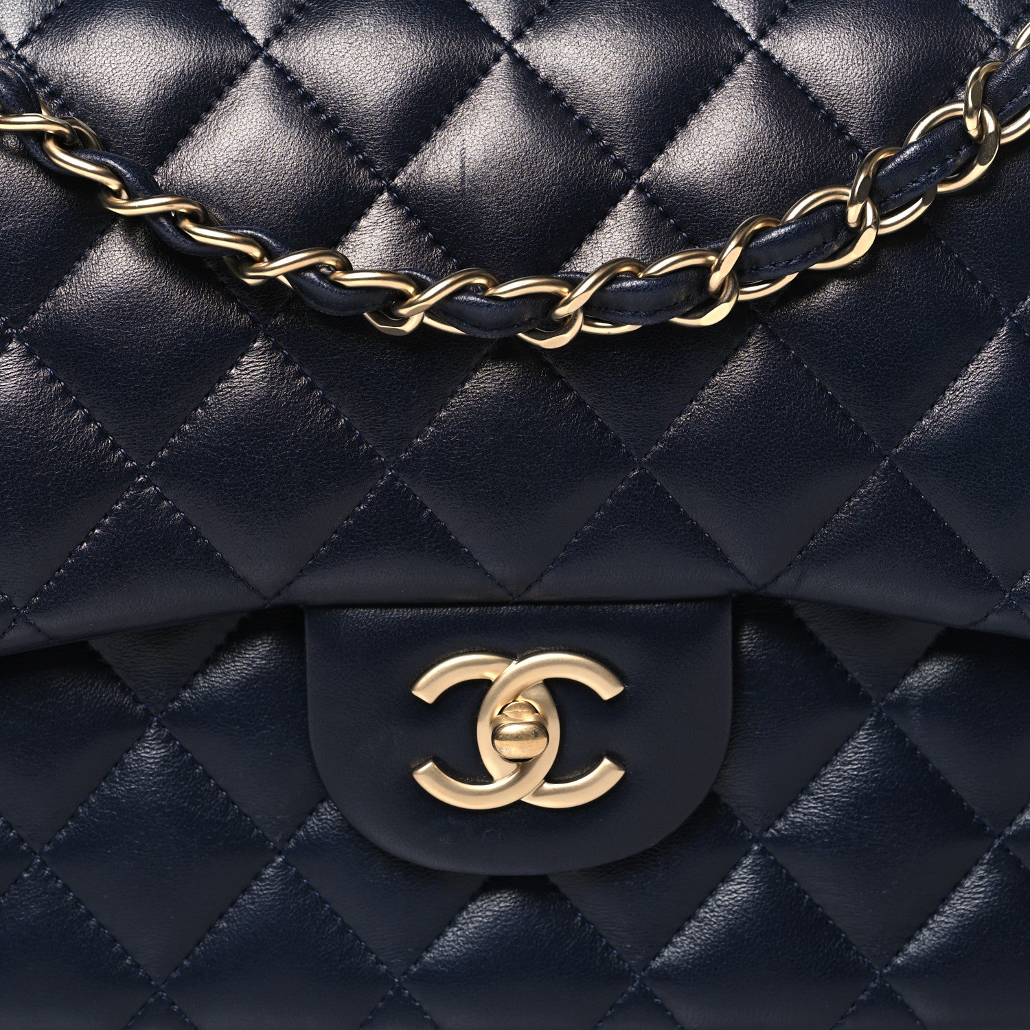 Chanel Lambskin Quilted Jumbo Double Flap Navy 8 of 11