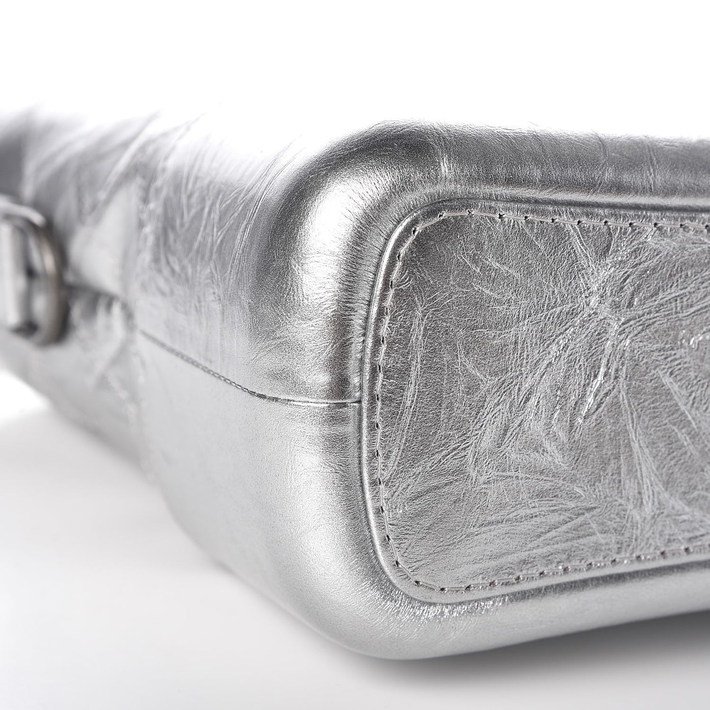 Metallic Aged Calfskin Quilted Medium Gabrielle Silver