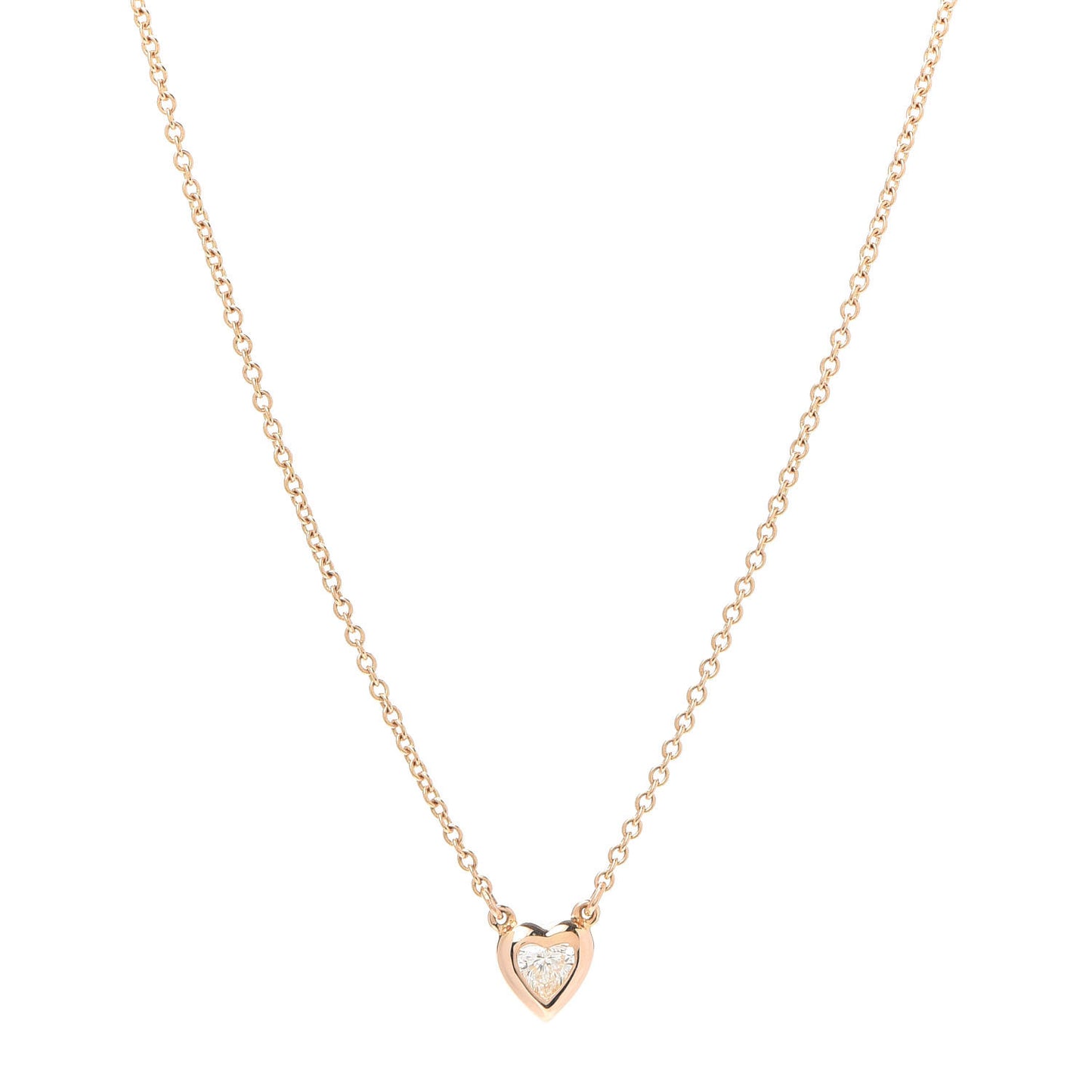18K Rose Gold Diamond .17ct Elsa Peretti Diamonds by the Yard Heart Pendant Necklace