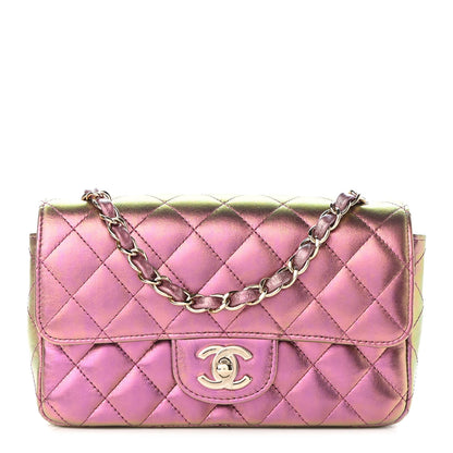 Chanel Iridescent Lambskin Quilted Mini Rectangular Flap Purple 1 of 10