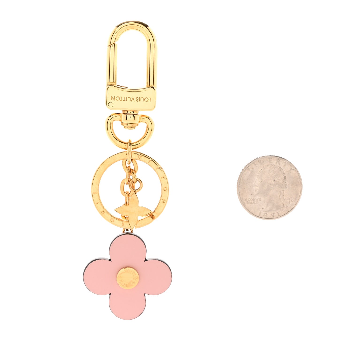 Monogram Blooming Flowers BB Bag Charm Key Holder Pink