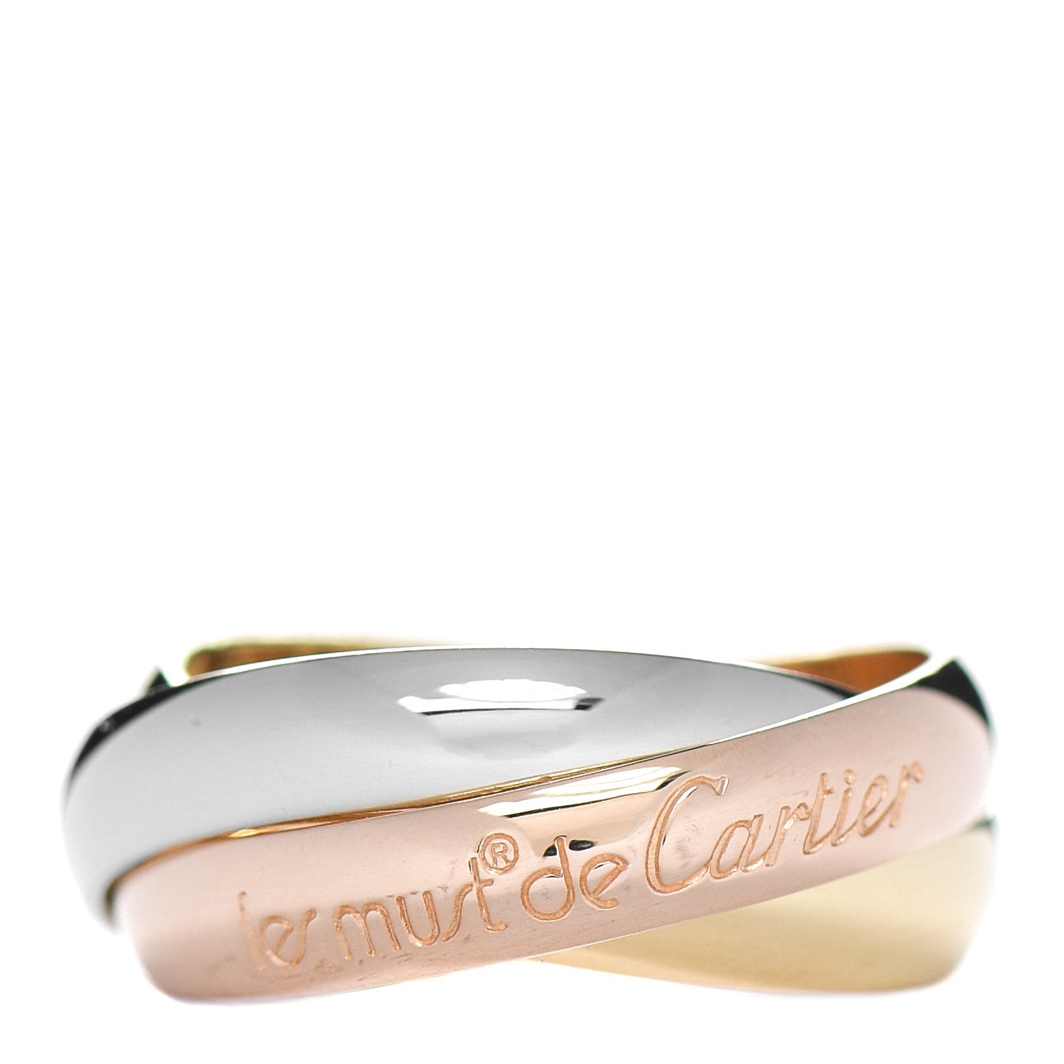 Cartier 18K Pink Yellow White Gold Classic Les Must De Cartier Trinity Ring 48 4.5 1 of 4