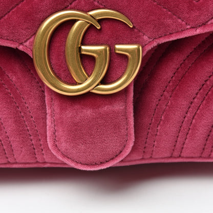 Gucci Velvet Matelasse Small GG Marmont Shoulder Bag Fuchsia Violet Cyclamen 11 of 13