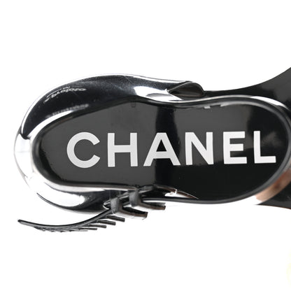 Chanel Jelly Camellia Sandals 37 Black Ivory 7 of 10