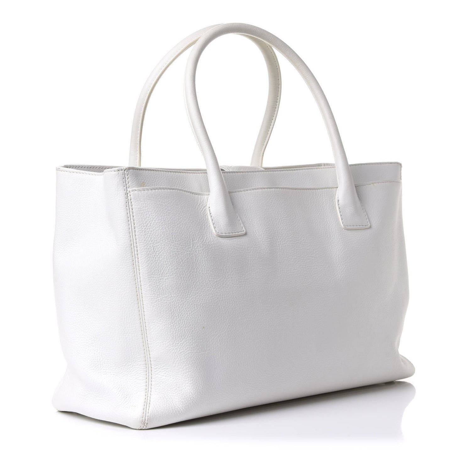 Calfskin Cerf Executive Shopper Tote White