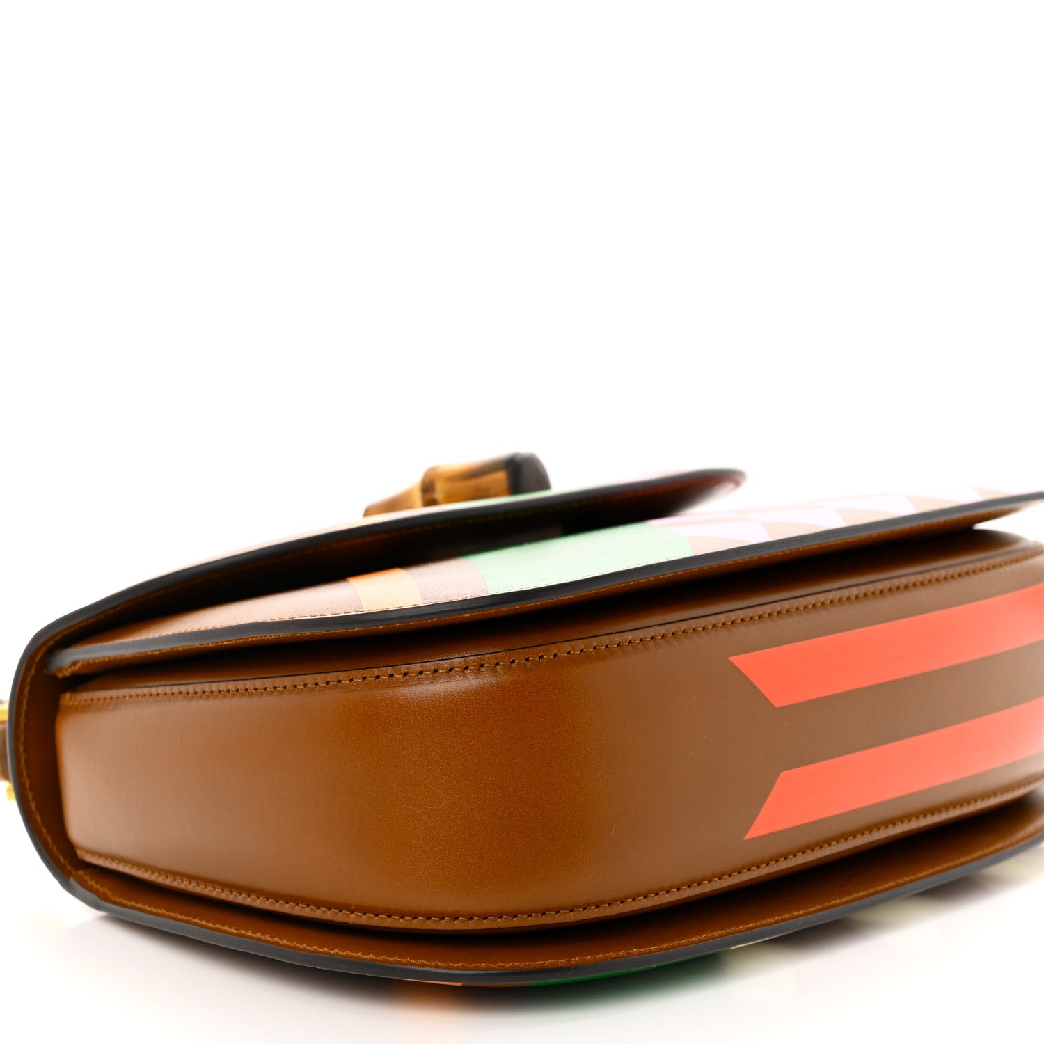 Gucci Calfskin Geometric Print Medium Bamboo 1947 Top Handle Bag Brown 8 of 10