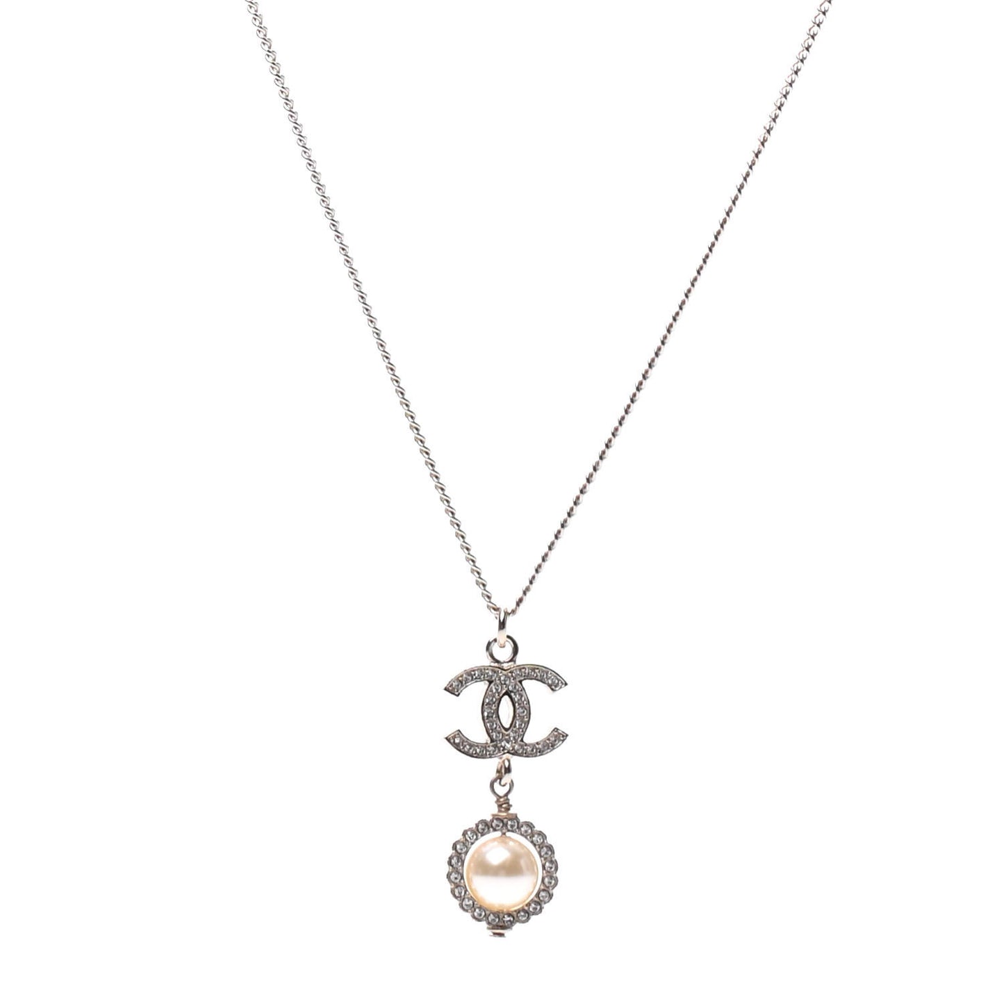 Crystal Pearl CC Lace Camellia Necklace Gold