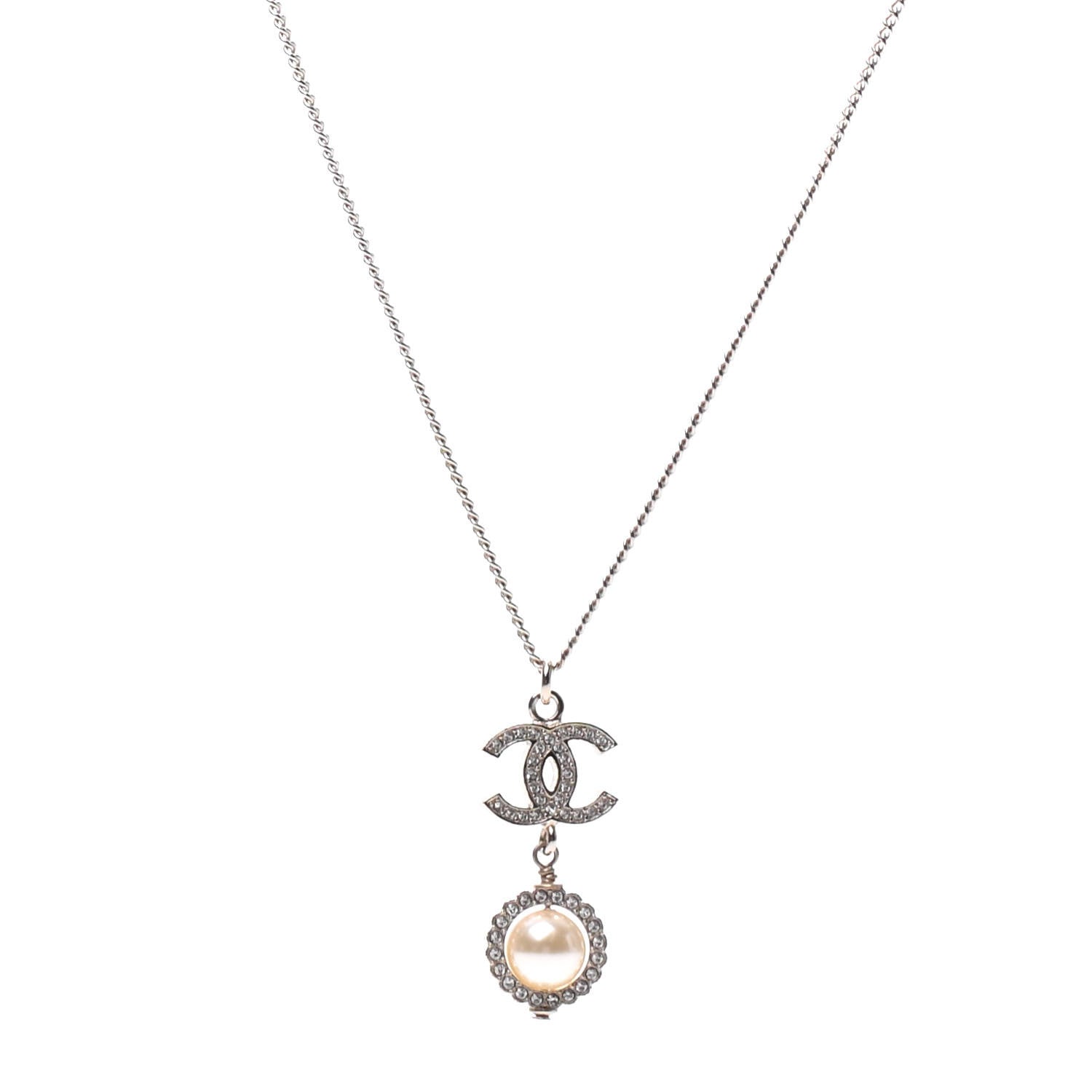 Chanel Crystal Pearl CC Lace Camellia Necklace Gold 3 of 6