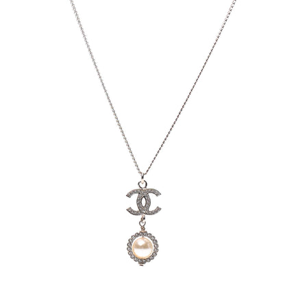 Chanel Crystal Pearl CC Lace Camellia Necklace Gold 3 of 6