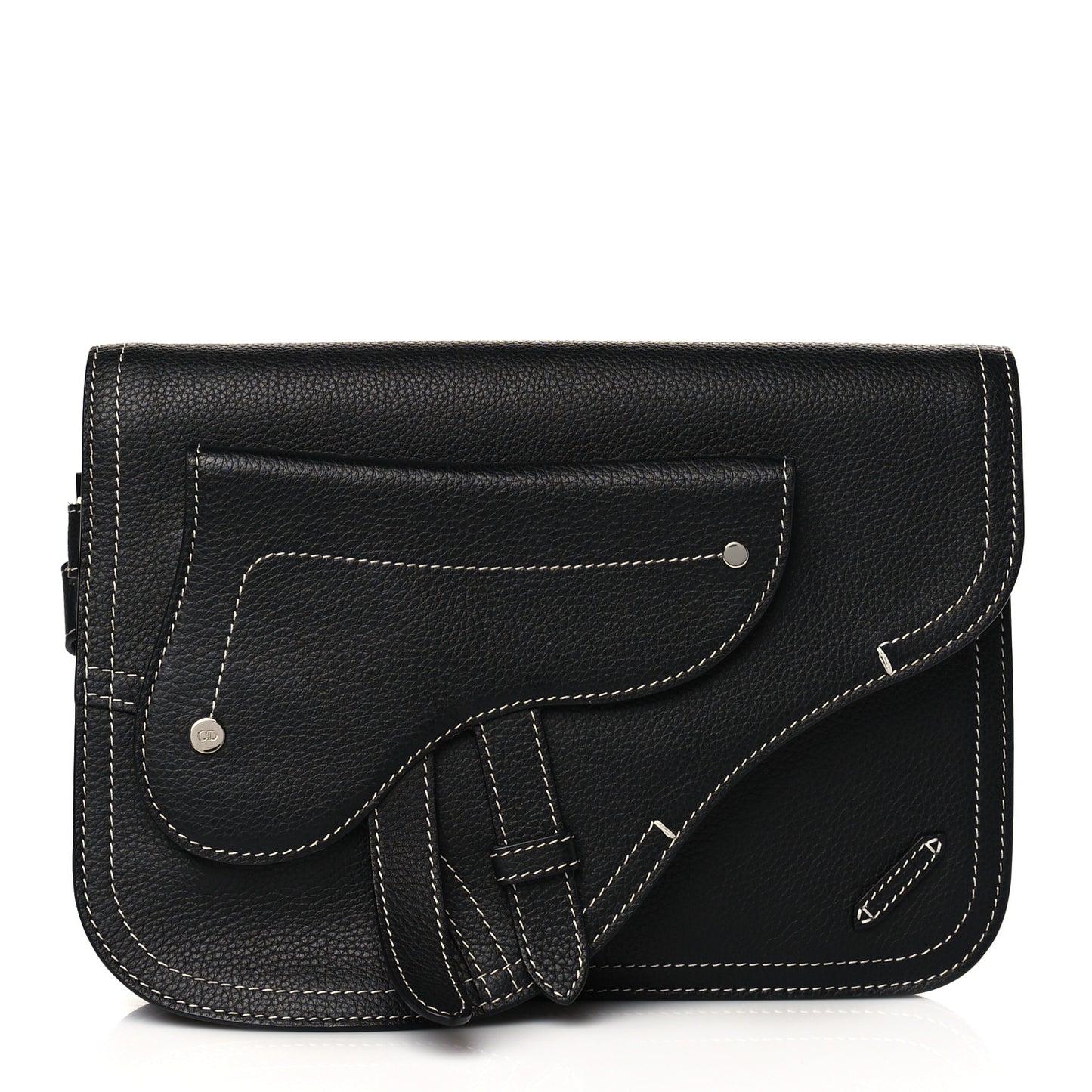 X KAWS Grained Calfskin Saddle Wristlet Black