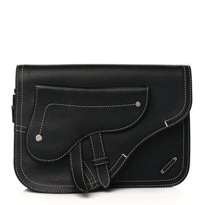 Christian Dior X KAWS Grained Calfskin Saddle Wristlet Black 1 of 9