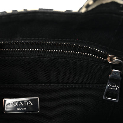 Prada Canapa Zebra Print Small Tote White Black 6 of 9