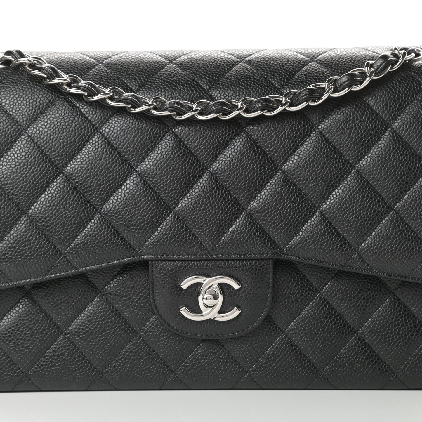 Caviar Quilted Jumbo Double Flap Black