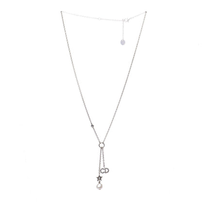 Christian Dior Crystal Pearl Shiny-D Tribal Long Necklace Gold 3 of 8