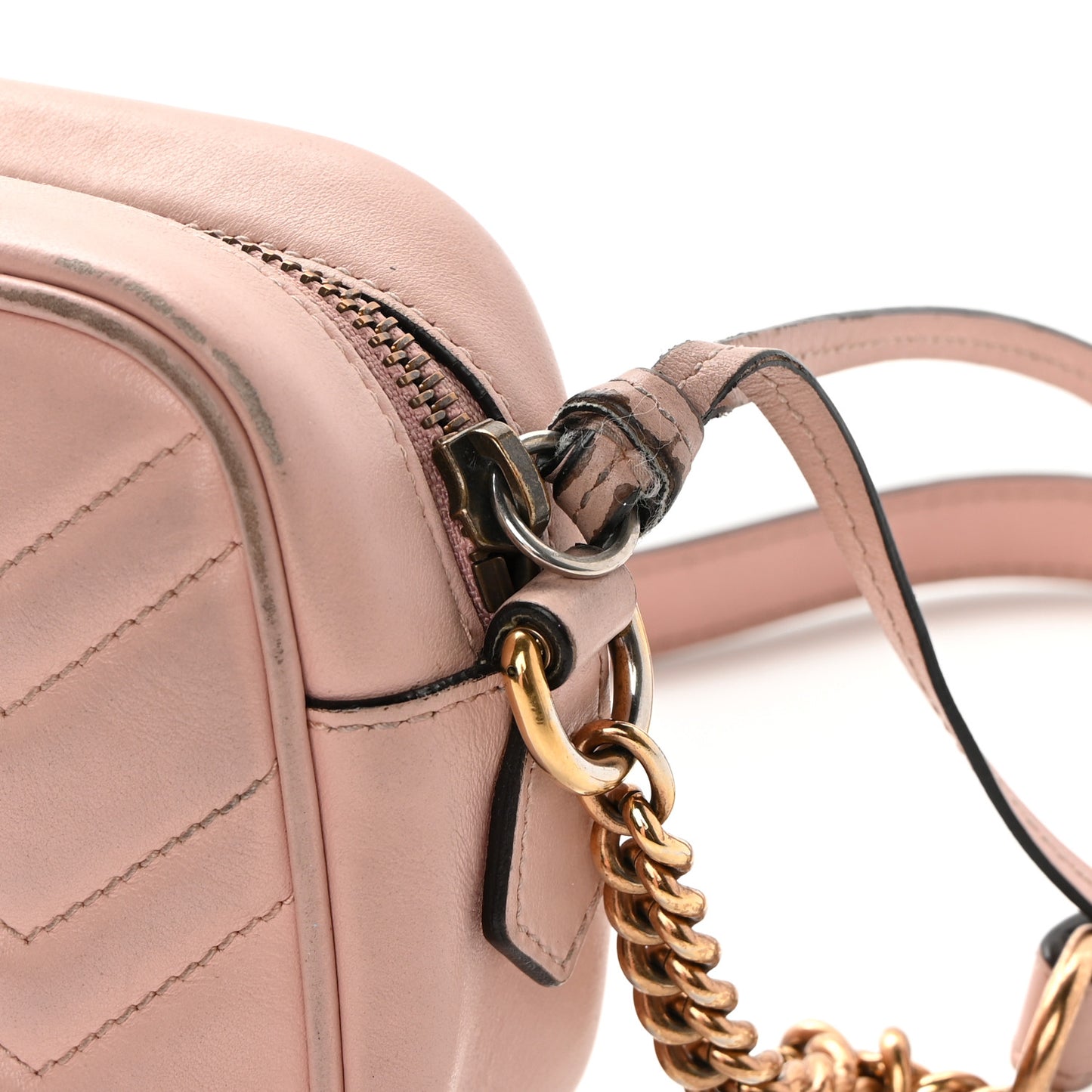 Calfskin Matelasse Mini GG Marmont Chain Shoulder Bag Perfect Pink