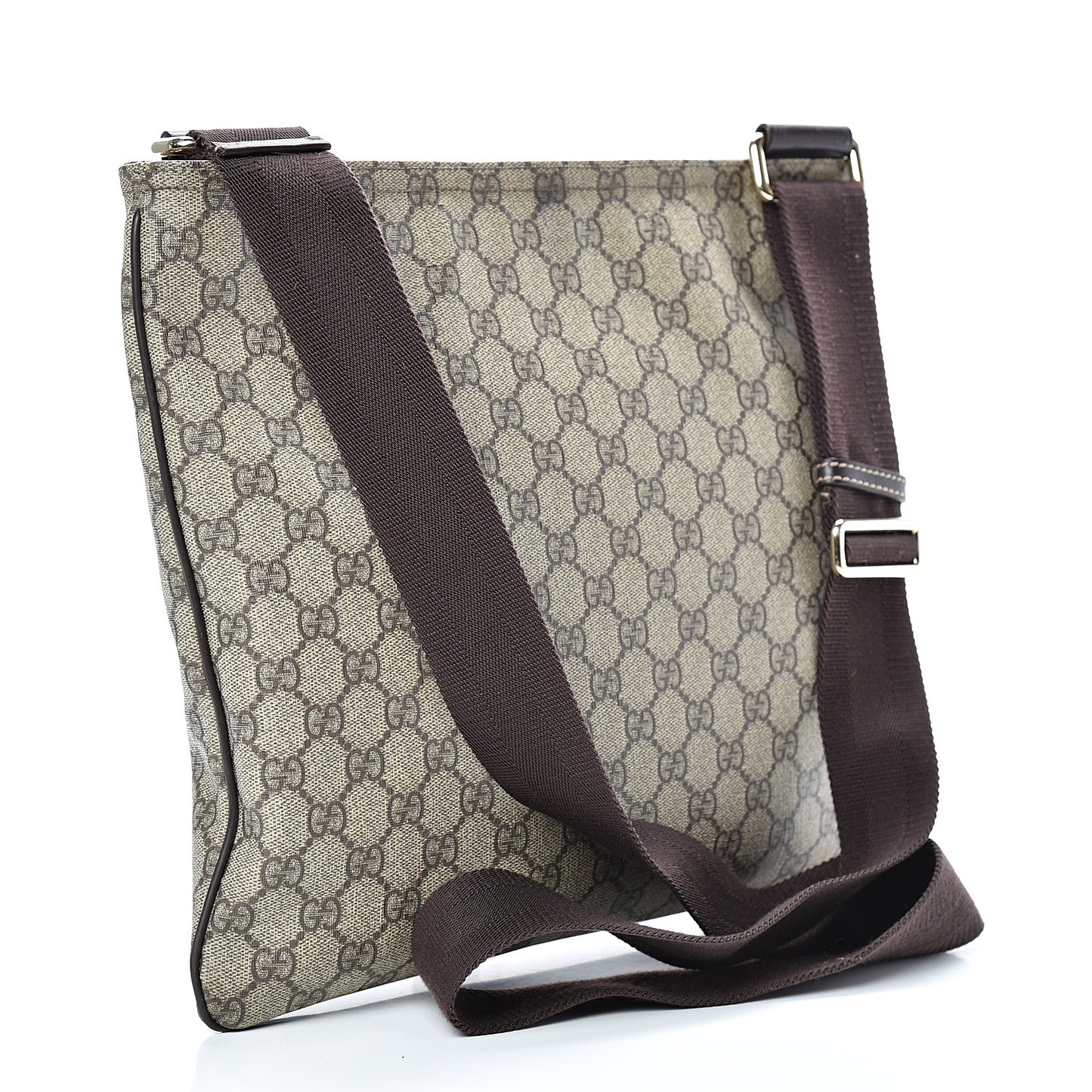 GG Supreme Monogram Medium Flat Messenger Bag Dark Brown