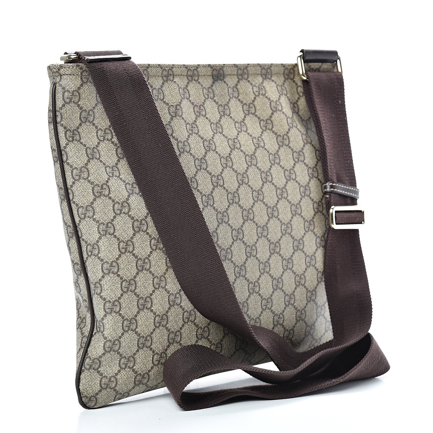 Gucci GG Supreme Monogram Medium Flat Messenger Bag Dark Brown 2 of 12