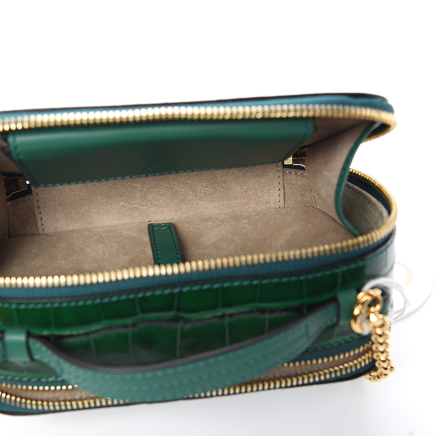 Chloe Calfskin Crocodile Embossed Mini C Vanity Bag Woodsy Green 5 of 10