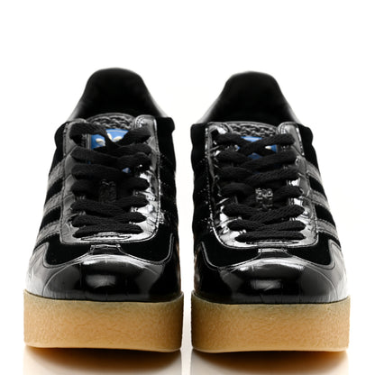 Gucci X ADIDAS Velvet Crocodile Embossed Gazelle Wedge Sneakers 39 Black 2 of 9
