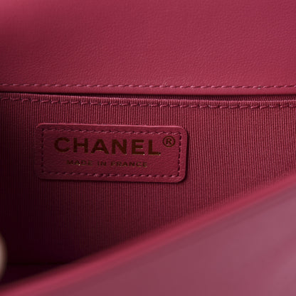 Chanel Lambskin Tweed Quilted Small Boy Flap Dark Pink 8 of 10
